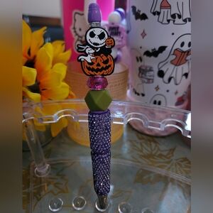Purple Jack Skelenton Beaded Halloween Pen